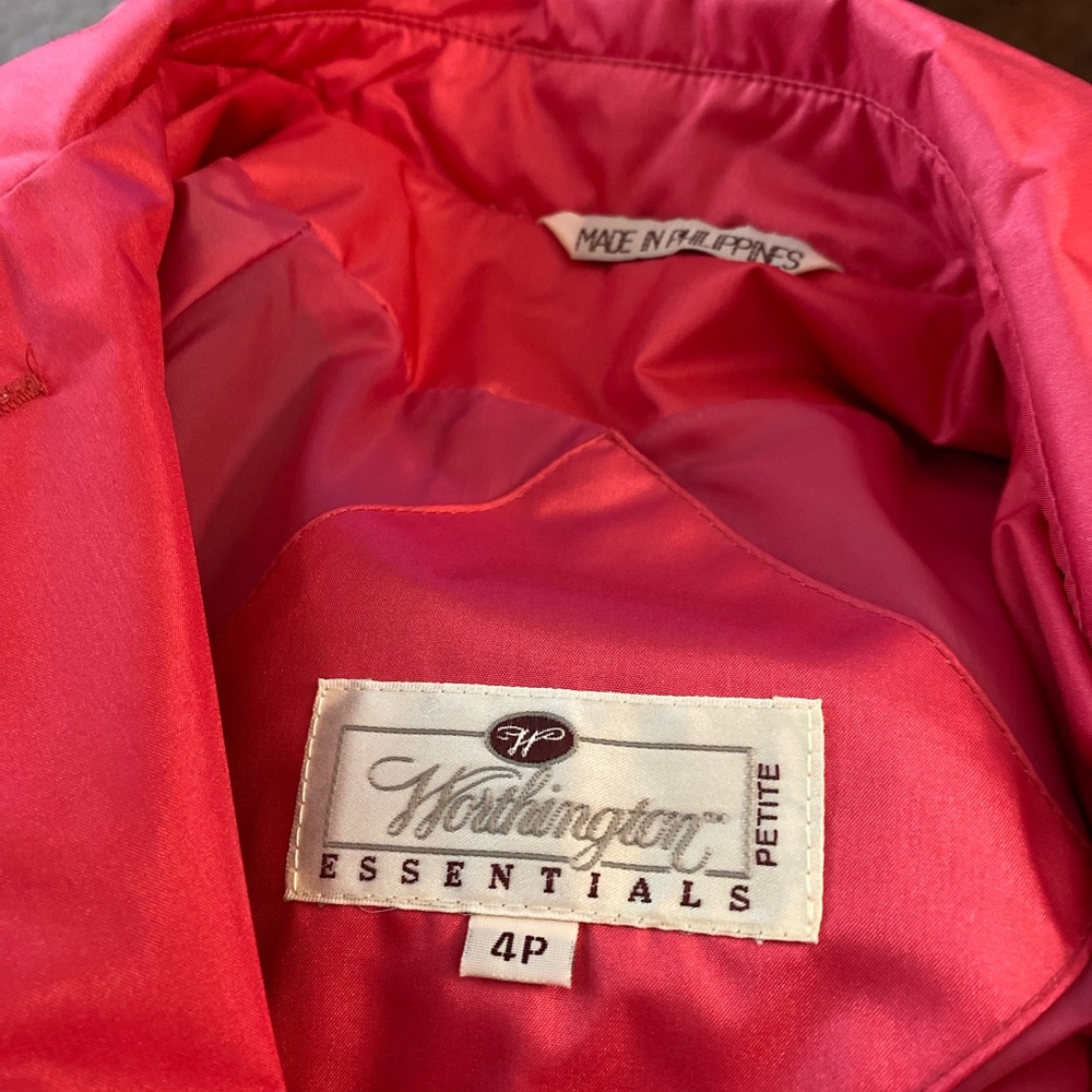 Worthington Essentials women Trench rain Coat Sz 4 petite dark pink pockets NWOT - Picture 10 of 12